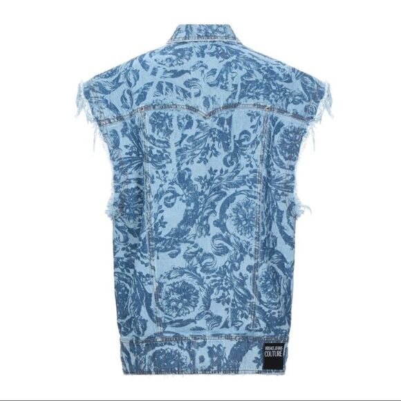 ⭕️ VERSACE JEANS Denim Vest Oversize Blue Jacket - Picture 2 of 14